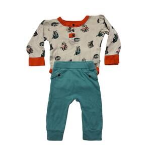 FINN + EMMA Dressed Raccoons Long Sleeve Bodysuit Outfit Size 3-6 Months Organic